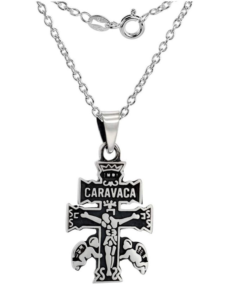 Sterling Silver Caravaca Cross Necklace Handmade 1 inch tall 2mm Cable Chain 20-inch 2mm Cable Chain $18.14 Pendants