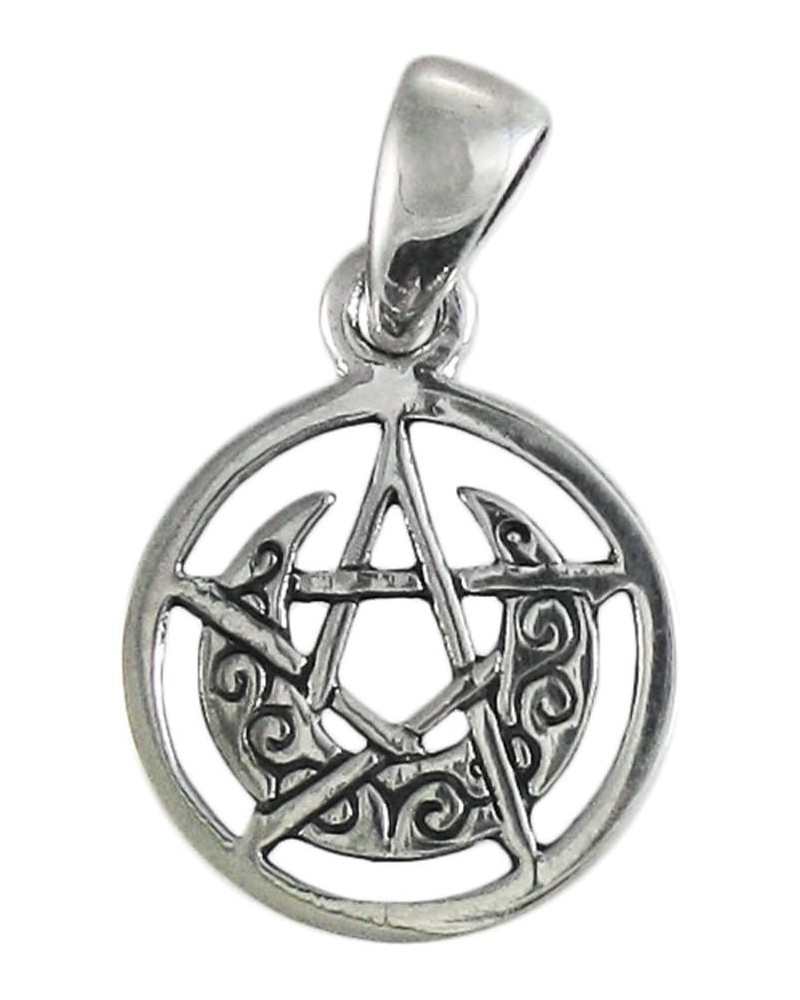 Sterling Silver Tiny Crescent Moon Pentacle Pendant $11.99 Pendants