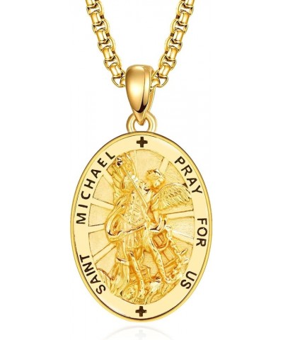 925 Sterling Silver Patron Necklace/Amulet Saint Medal Christmas Gifts for Men Women A012-St Michael-gold $30.75 Necklaces