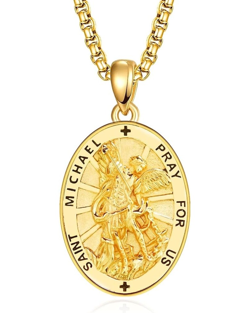 925 Sterling Silver Patron Necklace/Amulet Saint Medal Christmas Gifts for Men Women A012-St Michael-gold $30.75 Necklaces