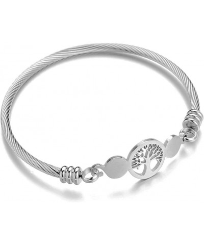 Stainless Steel Cable Wire Tree of Life Charm Bracelet Bangle Silver $7.27 Bracelets