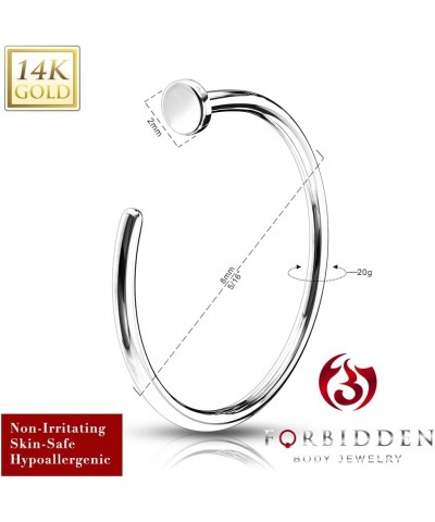 14K Gold Nose Ring, Solid 8mm Hoop, Non-Irritating Skin Safe Real Gold, Women and Men 14k White Gold $28.59 Body Jewelry