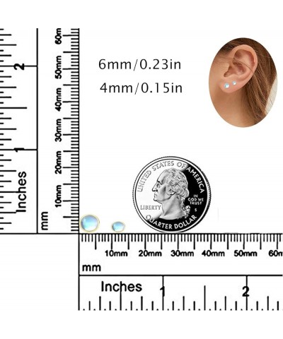 Earrings for Sensitive Ears Synthetic Moonstone Earrings Round Earrings Sterling Silver Stud Earrings for Women C-Gold 4.0 Mi...