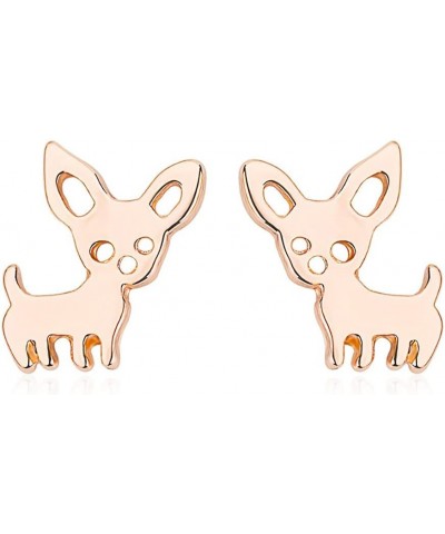 Tiny Chihuahua Pet Post Earrings for Women Cute Dog Puppy Stud Earrings Love My Pet Jewelry Animal Earring Rose gold $7.64 Ea...