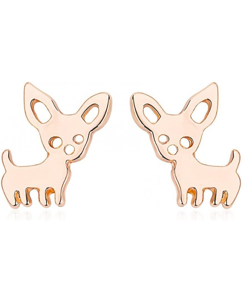 Tiny Chihuahua Pet Post Earrings for Women Cute Dog Puppy Stud Earrings Love My Pet Jewelry Animal Earring Rose gold $7.64 Ea...