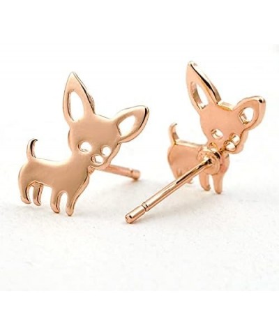 Tiny Chihuahua Pet Post Earrings for Women Cute Dog Puppy Stud Earrings Love My Pet Jewelry Animal Earring Rose gold $7.64 Ea...