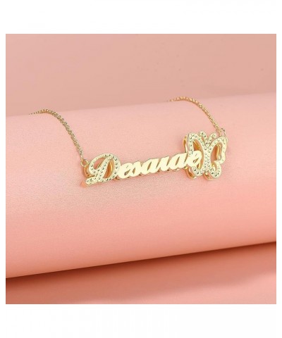 Double Plate Personalized Name Necklace with Heart Two Tone 18K Gold-Plated Custom Heart Necklace for Women Teen Girls Jewelr...