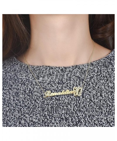 Double Plate Personalized Name Necklace with Heart Two Tone 18K Gold-Plated Custom Heart Necklace for Women Teen Girls Jewelr...