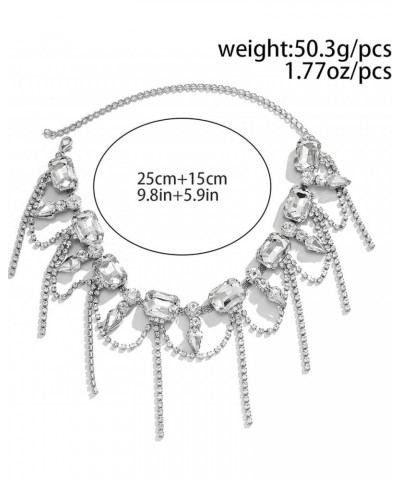 Rhinestone Tassel Necklaces Crystal Necklace Silver Necklace Sparkling Necklace Statement Bling Necklaces 03 $8.24 Necklaces