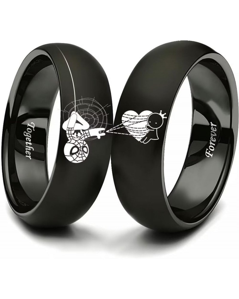 Spiderman Superhero Couples Ring for Him and Her Forever Together Heart Lovers Ring Anniversary Promise Wedding Band Stainles...