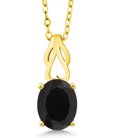 18K Yellow Gold Plated Silver 9X7mm Oval Black Onyx 2.00 Ct Pendant Necklace For Women With 18 Inch Chain $31.20 Necklaces