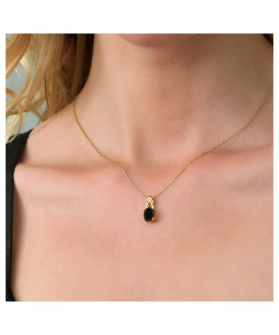 18K Yellow Gold Plated Silver 9X7mm Oval Black Onyx 2.00 Ct Pendant Necklace For Women With 18 Inch Chain $31.20 Necklaces