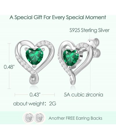 Heart Studs Earrings for Women - 925 Sterling Silver/Rose Gold Birthstone Earrings for Girlfriend Daughter - Anniversary Birt...