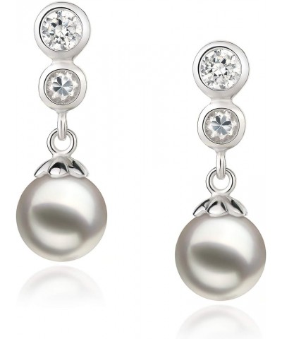 Colleen 7-8mm AA Quality Japanese Akoya 925 Sterling Silver Cultured Pearl Earring Pair For Women white $65.80 Earrings