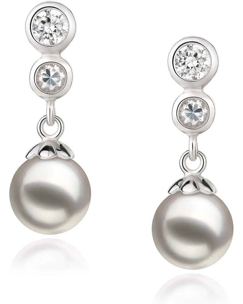 Colleen 7-8mm AA Quality Japanese Akoya 925 Sterling Silver Cultured Pearl Earring Pair For Women white $65.80 Earrings