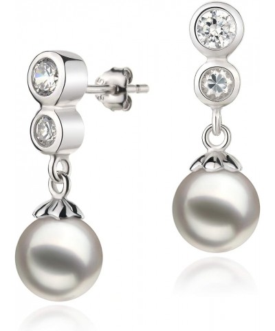 Colleen 7-8mm AA Quality Japanese Akoya 925 Sterling Silver Cultured Pearl Earring Pair For Women white $65.80 Earrings