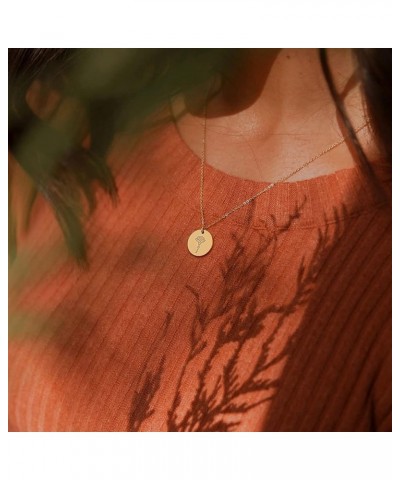 Birth Flower Necklace 18k Gold Custom Floral Pendant Necklaces Dainty Birth Month Flower Disc Hand Stamped Necklace Personali...