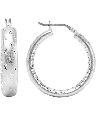 Sterling Silver Jewelry Diamond-Cut Hoop Earring for Women Silver Double DC $11.22 Earrings