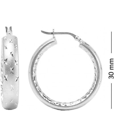 Sterling Silver Jewelry Diamond-Cut Hoop Earring for Women Silver Double DC $11.22 Earrings