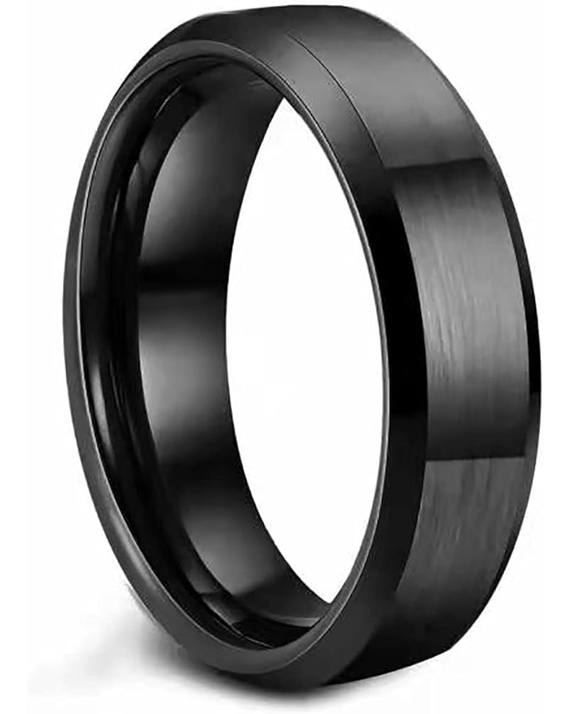 8mm Tungsten Ring for Men/Woman Wedding Band Engagement Ring Width, Silver/Black/Beveled Edges Matte Brushed Finish Comfort F...