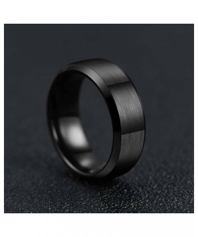 8mm Tungsten Ring for Men/Woman Wedding Band Engagement Ring Width, Silver/Black/Beveled Edges Matte Brushed Finish Comfort F...