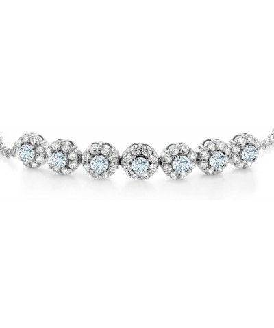 925 Sterling Silver Sky Blue Aquamarine Tennis Bracelet For Women (2.03 Cttw, Gemstone March Birthstone, 7 Inch with 2 Inch E...