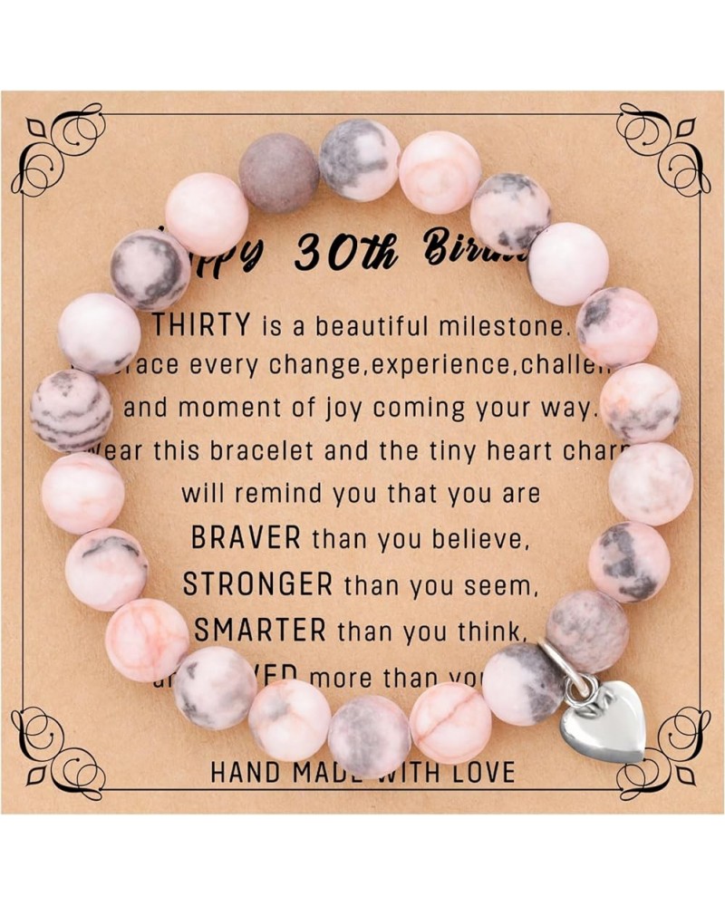 13/16/18/21/30/40/50/60/70/80th Birthday Gifts for Women, Funny Natural Stone Heart Bracelets Gifts for Women,Teen, Girls, He...