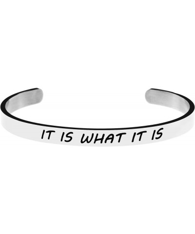 Inspirational Bracelets for Women Stainless Steel Mantra Cuff Bangle for Her It is what it is $8.53 Bracelets