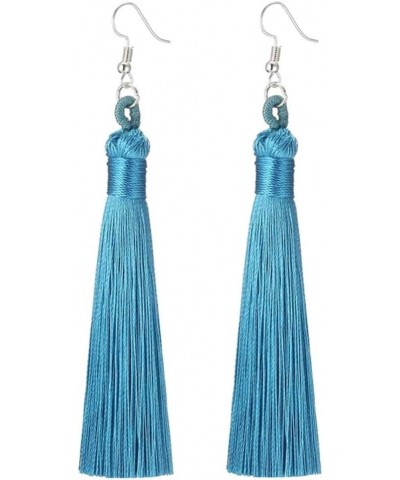 Charms Boho Silk Thread Long Tassel Dangle Drop Fringe Earrings Fabric Vintage Eardrop Turquoise $9.82 Earrings