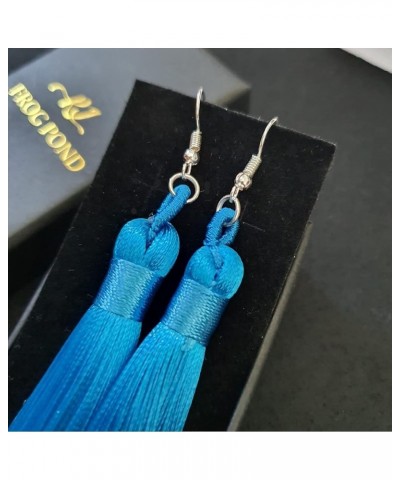 Charms Boho Silk Thread Long Tassel Dangle Drop Fringe Earrings Fabric Vintage Eardrop Turquoise $9.82 Earrings