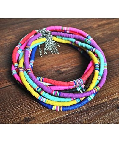 Surfer Choker Boho Jewelry Lightweight Colorful African Vinyl Disc Beads Necklace for Women Girls red $6.47 Necklaces