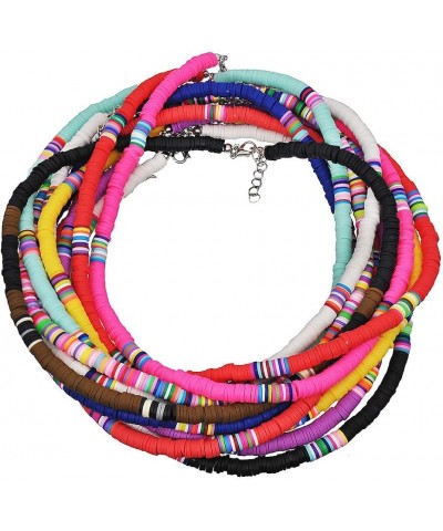 Surfer Choker Boho Jewelry Lightweight Colorful African Vinyl Disc Beads Necklace for Women Girls red $6.47 Necklaces