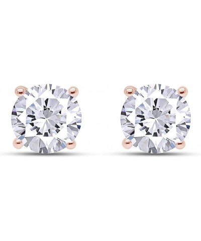 1.5MM To 8MM Round Cut White Cubic Zirconia 4-prong Solitaire Stud Earrings In 14k Solid Gold Jewelry For Women Her 5MM Solit...