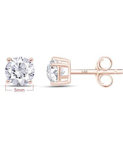 1.5MM To 8MM Round Cut White Cubic Zirconia 4-prong Solitaire Stud Earrings In 14k Solid Gold Jewelry For Women Her 5MM Solit...