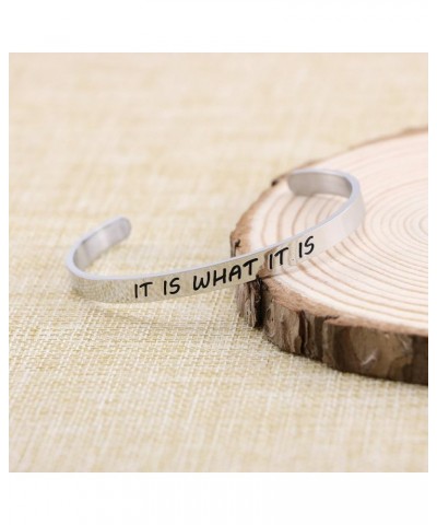 Inspirational Bracelets for Women Stainless Steel Mantra Cuff Bangle for Her It is what it is $8.53 Bracelets