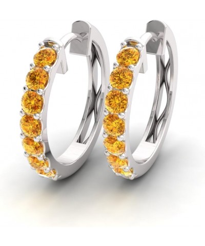 Natural and Certified Gemstone Huggies Earrings in 14K White Gold | 0.30 Carat Earrings for Women Sterling Silver Citrine $19...