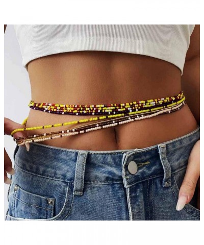 Waist Beads 9Pcs African Layered Ajustable Belly Chain Belly Beads WaistBeach Body chain Waist Jewelry for Women (B) $8.99 Bo...