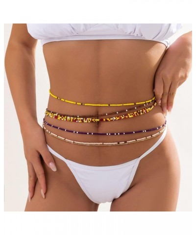 Waist Beads 9Pcs African Layered Ajustable Belly Chain Belly Beads WaistBeach Body chain Waist Jewelry for Women (B) $8.99 Bo...