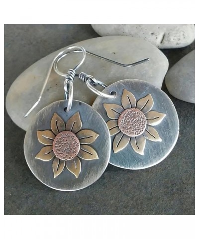 Boho Earrings, Silver Earrings, Flower Earrings, Dangle Ethnic Earrings for Women Girls, Handmade Bohemian Trendy Boho Vintag...