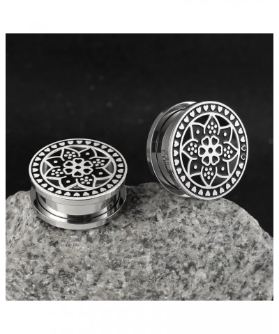 2PCS Floral Gauges for Ears, Hypoallergenic 316 Stainless Steel Plugs Tunels Gauuges for Stretched Ear 8mm-25mm (0G-1") Body ...