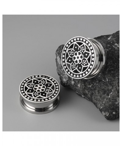 2PCS Floral Gauges for Ears, Hypoallergenic 316 Stainless Steel Plugs Tunels Gauuges for Stretched Ear 8mm-25mm (0G-1") Body ...