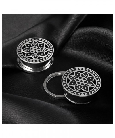 2PCS Floral Gauges for Ears, Hypoallergenic 316 Stainless Steel Plugs Tunels Gauuges for Stretched Ear 8mm-25mm (0G-1") Body ...