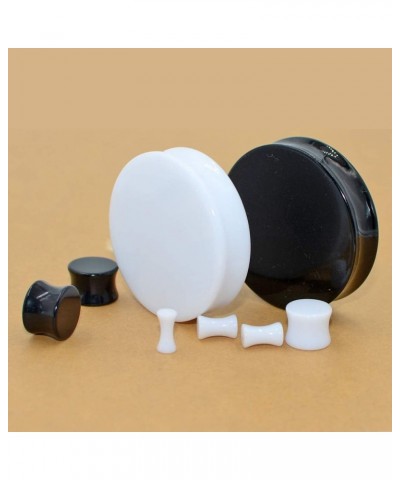 3-50mm Acrylic Solid Ear plug White&Black Earing Large Big Tunnel Size Stretcher Saddle Flesh Tunnel Expander One Pair Black,...