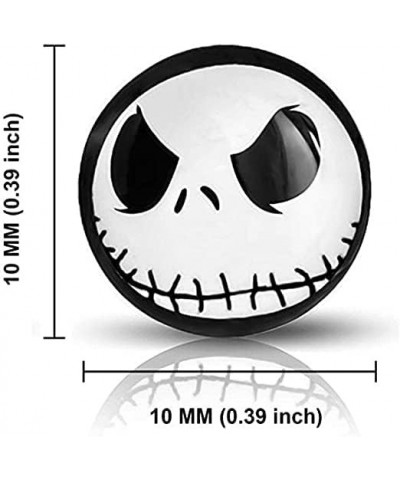 316L Surgical Stainless Steel Jack Skellington Round Circle Button Stud Post Earrings(10 mm) ER67 Black $7.40 Earrings