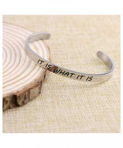 Inspirational Bracelets for Women Stainless Steel Mantra Cuff Bangle for Her It is what it is $8.53 Bracelets