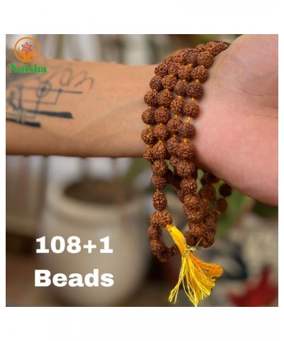 Rudraksha Mala 108+1 Beads Necklace, Seed Bead Natural Himalaya 5 face Panch Mukhi Rudraksha Seed, Prayer Beads, Wrist Mala W...