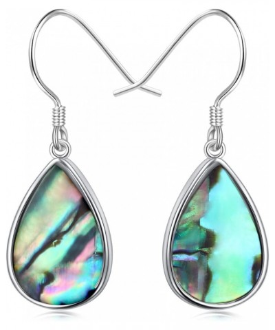 S925 Sterling Silver Vertical Drop Dangle Earrings Gift for Women Teenage Girls 05_Teardrop-Abalone Shell $16.52 Earrings