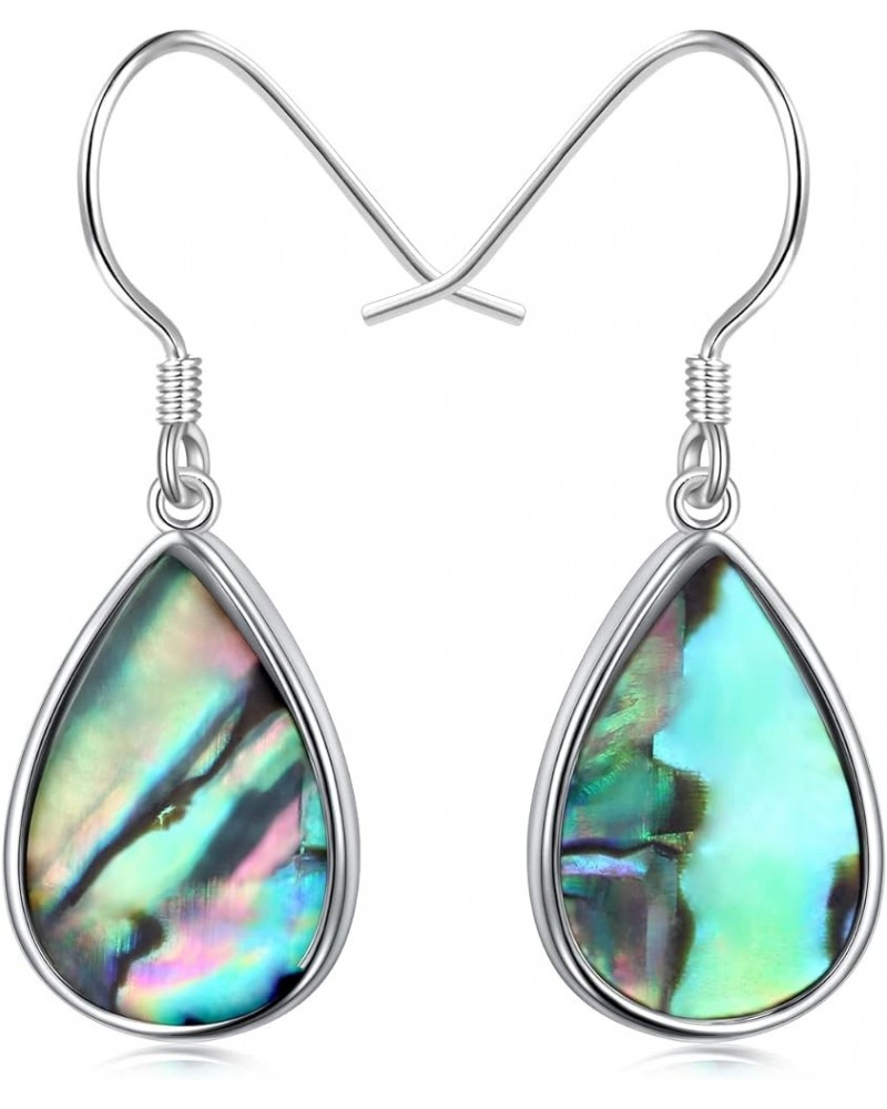 S925 Sterling Silver Vertical Drop Dangle Earrings Gift for Women Teenage Girls 05_Teardrop-Abalone Shell $16.52 Earrings