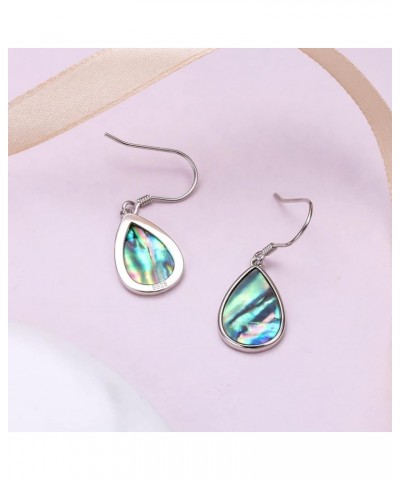 S925 Sterling Silver Vertical Drop Dangle Earrings Gift for Women Teenage Girls 05_Teardrop-Abalone Shell $16.52 Earrings