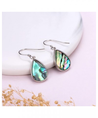 S925 Sterling Silver Vertical Drop Dangle Earrings Gift for Women Teenage Girls 05_Teardrop-Abalone Shell $16.52 Earrings